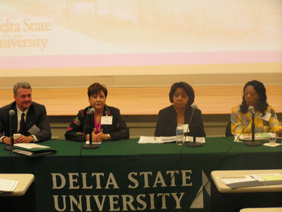 Luncheon panelists from left, Mark Hargett, president of Planters Bank & Trust; Sue Evans, commercial loan officer of Hope Enterprise Corporation; Delores Smith, lender relations specialist of U.S. Small Business Administration; Stephanie Butler, associate manager Senior Minority and Small Business Development Mississippi Development Authority.